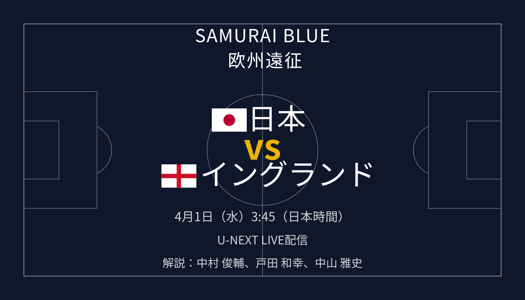 サッカー日本代表 欧州遠征 日本 V イングランド 2026年4月1日